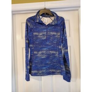 Under Armour‎ Half-Zip Pullover Blue / Green Streaks Stripes. Size Women's Med